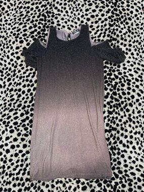 VENUS Black to Dusty Pink Ombre Cold-Shoulder Dress